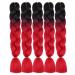 AIDUSA Ombre Braiding Hair 24 Inch 100g 5pcs Synthetic Afro Jumbo Extensions - Black to Red | Women's Hair Twist Crochet Braids - Buy Online on GoSupps.com