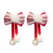 1 Pair Red Bowknot Hair Clip with White Fuzzy Pompoms Bunny Decoration Cute Chinese Style Women Girls Kids Spring Festival Hair