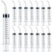 TIHOOD 15PCS 12ml/cc Plastic Syringes with Curved Tip Disposable Irrigation Syringe Mouthwash Cleaner for Oral Care Animal Feeding with Measurement