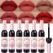 evpct 6Pcs Wine Bottle Lip Tint Stain Matte All Day Liquid Lipstick Lip Gloss Sets for Women labiales mate 24 horas originales en forma de vino Wine bottle Red Matte Long Lasting 24 Hour Lipstick 03 6 Count (Pack of 1) G...