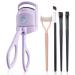 FIBOTY Heated Eyelash Curlers Eyelash Curlers with Comb and Eyeliner Brushes  Heated Lash Curler 3 Heating Modes for Natural Curling (Purple)