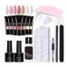 Gel Nail Kit 15ml 7 Colors Gel Extension Nail Kit with UV Lamp Nail File Clip Builder Gel Nail Kit Long-Lasting Gel Gel Polish Starter Kit
