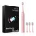 Electric Toothbrush for Adults USB Rechargeable Sonic Toothbrush with 5 Modes Fast Charge for 120 Days 3-Head Electric Toothbrush for Gum Care and Deep Clean T14 Pink