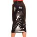 Black Sexy Long Latex Skirts - Calf Length Rubber Bottoms with Front Zipper - Red XS | International Shipping - Buy Online on GoSupps.com