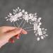 Heread Flower Bride Wedding Hair Pins Crystal Bridal Head Piece Rhinestones Hair Accessories for Women and Girls (Pack of 3) (B Silver)