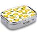Yellow Lemon Print Pill Box | 2 Compartment Portable Medicine Organizer | Decorative Metal Case for Pocket & Purse - Buy Online on GoSupps.com