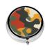 Army Camouflage Portable Metal Pill Box Round Mini 3-Compartment Plastic Insert hinged Fastening Design Suitable for Small Pills Must-Have for Travel