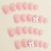 French Tip Press on Nails - Short Square Nude False Nails with 3D Resin Bow Charm - Glossy White Glue-On Nails | 24 Pcs for Women & Girls - Buy Online on GoSupps.com