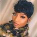 Fancy Hair Human Hair Wig Short Pixie Cut Wigs Black Slight Wavy Brazilian Virgin Human Hair Wigs Layered Cut Wigs for Black Women 1B Black 5