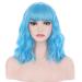 Beron 14 Inch Blue Curly Wig for Women - Charming Sky Blue Synthetic Wig with Ponytail & Cap - Perfect for Girls - Buy Online on GoSupps.com