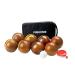 Funliktod Hardwood Bocce Ball Set with 8 Wooden Balls&White Pallino & Carry Case & Measuring Tape for Family Outdoor Lawn Beach Backyard Games (2.95')