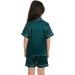 SWOMOG Kids Silk Pyjamas Set - Short Sleeve Button-Down Satin PJs for Boys and Girls, Silky Nightwear for Children and Teens (Ages 4-16), Dark Green - 8-9 Years - Buy Online on GoSupps.com