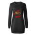 Hanxiulin Christmas dress for ladies sexy party clothes hood tops print long -arm sweater dress hooded sweater dress oversize long arm blouse dresses sweatshirts dress Christmas dresses black m