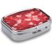 Valentine's Day Heart Print Pill Box - 2 Compartment Decorative Metal Organizer for Medicine - Portable Pocket & Purse Case - Buy Online on GoSupps.com