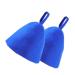 Yardwe 2 pieces of wool felt sauna for women and men's bath hat Blue sauna cap for shower water absorption sauna hair protection sauna head cover bathroom requirement
