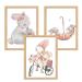 Zamety Set of 3 Baby Room Pictures Nursery Decoration Pictures Children's Room Poster Animal Poster Baby Room Baby Room Decoration Boy Children's Pictures Nursery without Picture Frame