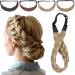 Silk-co women hair band 5 strands blond artificial hair braided headband elastic hair band for women and girls wedding vintage with hair tie hair part braids extensions 3.8cm wide 24# 3.8cm wide ashblond