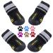 QUMY Dog Boots Waterproof Shoes for Dogs with Reflective Strips Rugged Anti-Slip Sole 4PCS/Set Black Size 6: 2.6''x3.0''(W*L) (Pack of 4)