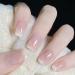 French Fake Nails Short 24Pcs Pale Pink False Nails Press on Nails Acrylic Nude Pink Nail Tips with Designs Square Stick on Nails for Women Girls Nails Art Pink Gradient
