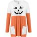 Color Block Tunic Dress for Women | Pumpkin Face Print Sweatshirt | Butterfly Print Shirt Halloween Top | Orange Small - Buy Online on GoSupps.com