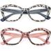 MMOWW Cat Eye Reading Glasses for Women - 2 Pack Anti-Blue Fashionable Comfort - Pink Turtle & Gray Turtle 3.0X - Buy Online on GoSupps.com