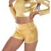 Gatielzana Women's Metallic Rave Booty Shorts - High Waisted Dance Festival Bottoms in Medium Gold - Buy Online on GoSupps.com