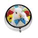 Easter Bunny and Chicks Portable Metal Pill Box Round Mini 3-Compartment Plastic Insert hinged Fastening Design Suitable for Small Pills Must-Have for Travel Black