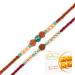 Ghasitaram Gifts Rakhi for Brother Rakhis Online - Set of 2-1891 and 1903 Rudraksh Rakhis with 400 GMS of Besan Barfi