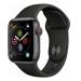 Apple Watch Series 4 (GPS + Cellular, 44MM) - Space Gray Aluminum Case with Black Sport Band (Renewed) Black 44 mm Modern