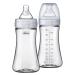 Chicco Duo 9oz. Hybrid Baby Bottle with Invinci-Glass Inside/Plastic Outside 2 Count (Pack of 1) with Slow Flow Anti-Colic Nipple - Clear/Grey Grey Two pack 9 oz. bottles