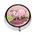 Pink Pigletround Pill Box 3 Compartment Round Pill Box Organizer Portable Travel Pill Box for Traveling.