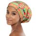 Satin Sleep Cap Extra Large African Print Hair Wrap for Curly Hair Locs Black Women One Size Green