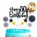 Personalised Happy 50th Birthday Cake Toppers Black for Men Women Him Her Happy Birthday Sign for Cake 12p Glitter Cupcake Topper Cake Topper Kit 50th Birthday Cake Decoration for 50th Birthday Party 50th Black