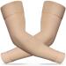 Ailaka Medical Compression Arm Sleeves for Men Women - 20-30 mmHg Lymphedema Compression Sleeves Support for Arms Pain, Swelling, Edema, Post Surgery Recovery, Tendonitis Beige Small(1 Pair)