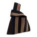 Generically striped wrist bag |Knitted top handbag shopping bag stripes simple style shopping bag |Striped crochet pocket hobo bag bucket pocket knitted coffee