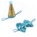 Stock Show Pet Cute Birthday Party Cone Hat and Bow tie Collar Set with Adjustable Headband and Pom-poms Topper for Small Medium Dogs Cats Pets, Blue