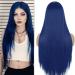 Buy Women s Dark Blue Lace Front Wig - Atayou Long Straight Synthetic Wig for Cosplay & Halloween - 5x2 Inches Tip (Blue 382) - Buy Online on GoSupps.com