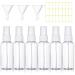 Atomizer 6 pieces 50ml transparent empty spray bottle plastic fine fog bottle refillable perfumed scale with funnel and label sticker for on the go white 6x50ml 6x50ml-white