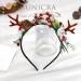Unicra Christmas Flower Antlers Headband for Women and Girls - Elk Deer Animal Horns Hair Piece for Halloween - Buy Online on GoSupps.com