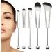 Beadable Makeup Brushes Synthetic Kabki Foundation Blending Brush Face Powder Blush Concealers Eye Shadow Brushes Face Mcsk Shadow Cosmetic Brushes For Girls Silver handle - green pcak hair on white background - Buy Online on GoSupps.com