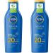 Nivea Sun Protection & Care Sun Milk LSF 20 (250 ml) sunscreen for 48h moisture immediate sun protection with highly effective UVA/UVB filter system (pack with 2) LSF 20 250 ml (2-pack)