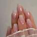 24 pieces of nails to stick on short angular french press on nails pink ballerina artificial fingernails to stick out acrylic full cover artificial nails for women girls nail art manicure
