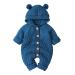 Baby Boy Girl Clothes Long Sleeve Knitted Hooded Romper Bodysuit Onesie Fall Winter Jumpsuit 12-18 Months Blue-Hairball