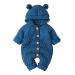 Baby Boy Girl Clothes Long Sleeve Knitted Hooded Romper Bodysuit Onesie Fall Winter Jumpsuit 0-6 Months Blue-Hairball