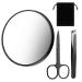 BBTO 20 compartment magnification mirror tweezers scissors kit 20x make -up mirrors with suction cups travel compact mirror with eyebrow scissors scissors for women men make up 8.8 cm black