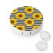 Sunflowers on Black White Striped Contact Lens Case Travel Portable Travel Contact Lens Box with Mirror