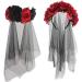 Lurrose Rose Floral Crown Veil Halloween Costume Mexican Headband Day of the Dead Headpiece for Festival Carnival Party Red and Black Gr ße 1 - Buy Online on GoSupps.com