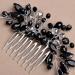Black Crystal Bridal Hair Comb - Wedding Rhinestone Side Clip for Bride Prom Girl - Handmade Fashion Accessory - Buy Online on GoSupps.com