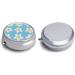 Round Pill Box with White Plumeria Pattern - 3 Compartment Decorative Metal Pill Organizer | Portable Pocket Pill Case - Buy Online on GoSupps.com