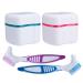 faruijie Retainer Cleaner Case - Lightweight Denture Bath Case Container for Dentures to Soak Denture Container with Basket and Brush Easy to Carry (2pack) teeth box&brush(2)